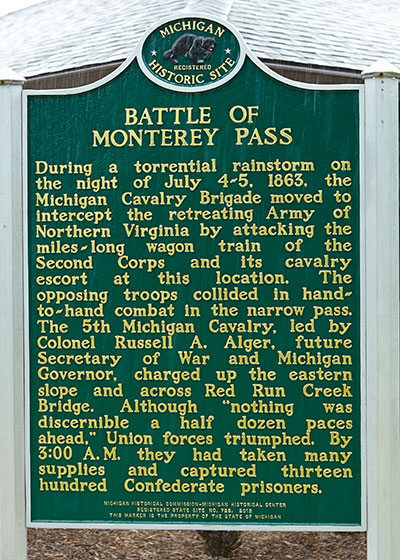 Marker dedicated to the Michigan Cavalry Brigade at the Waynesboro, PA battlefield park. Photo ©2015 Look Around You Ventures, LLC.